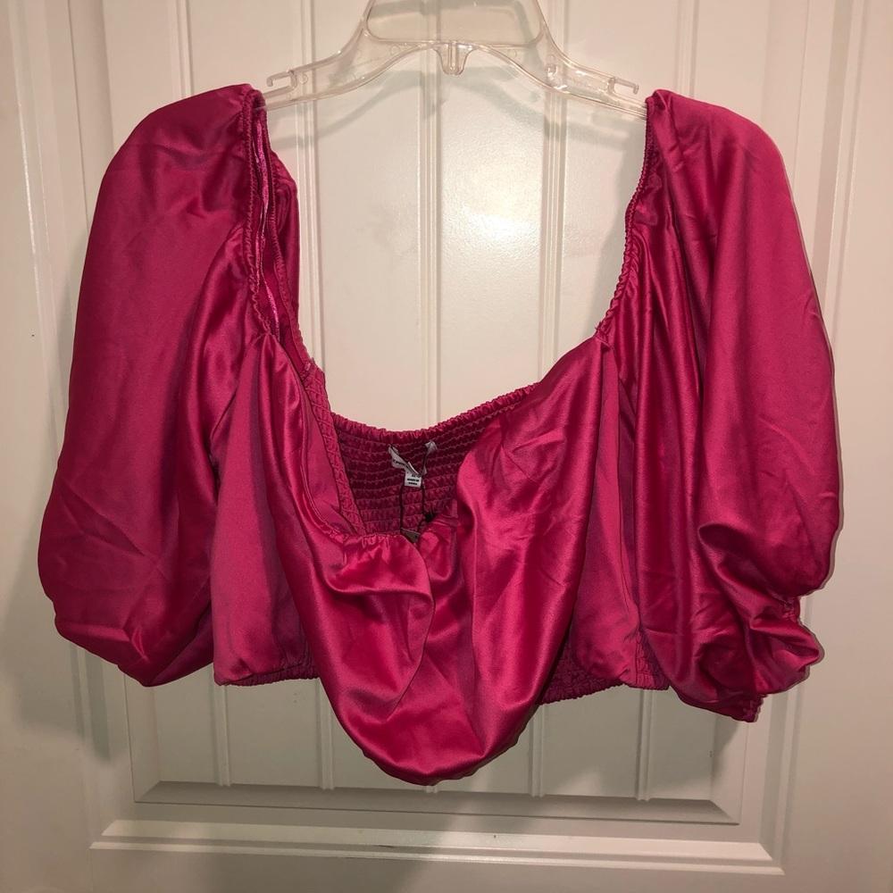 EXPRESS x Ladygang Hot Pink Chiffon Top- NWT